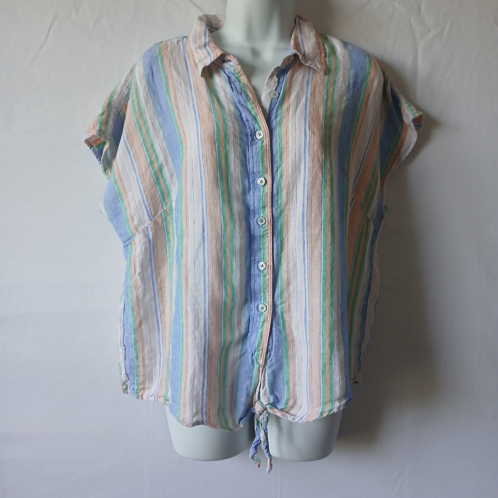 Talbots Multicolor‎ Striped Blouse Sleeveless Sz L  Casual Summer Work